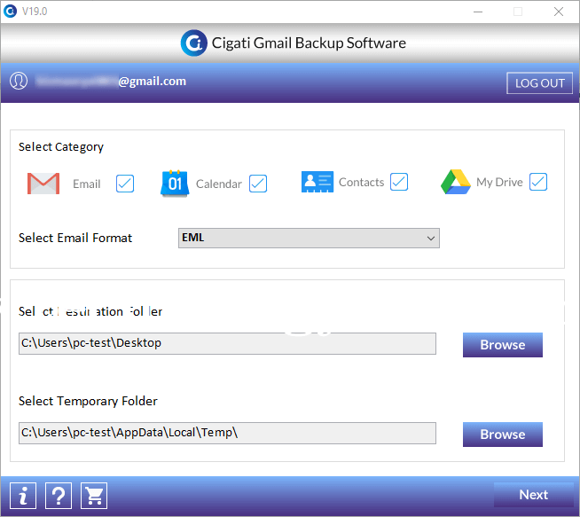 Cigati Gmail Backup Screenshots